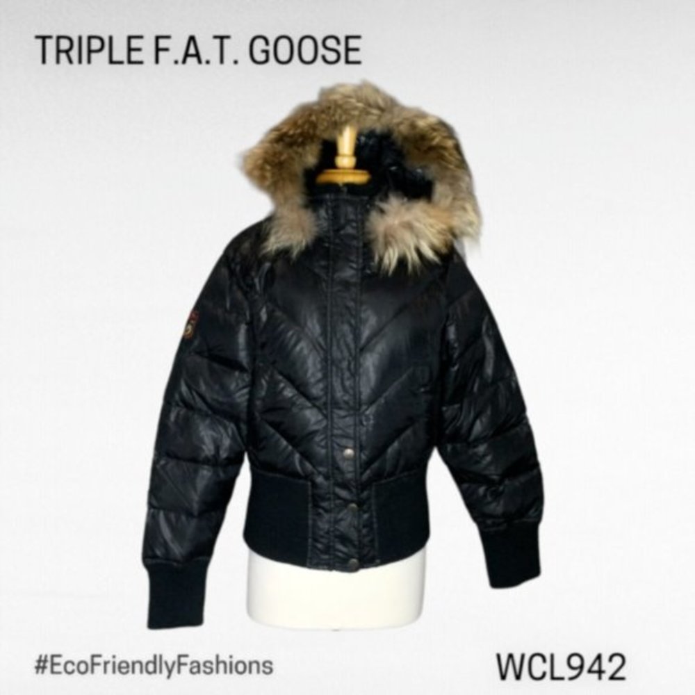 Triple F.A.T Goose Women's Black Down Bomber Puffer Jacket Size XXL